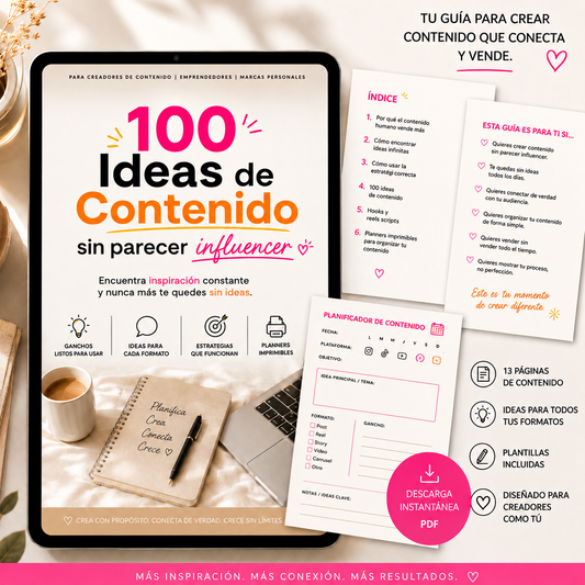 100 ideas de contenido sin parecer influencer